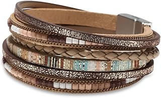 Fesciory Leather Wrap Bracelets for Women, Boho Western Stacked Jewelry