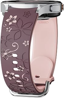Strap for Samsung Galaxy Watch 7 6 4 5 FE Band 40 mm 44 m, Galaxy Watch 5 Pro 45 mm 6/4 Classic 47 mm 43 mm 46 mm 42 mm, 20 mm Soft Flower Engraved Silicone Cute Wristbands Two-Tone Women