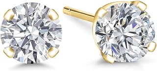 Gem Stone King 14K Gold Lab Diamond Stud Earrings