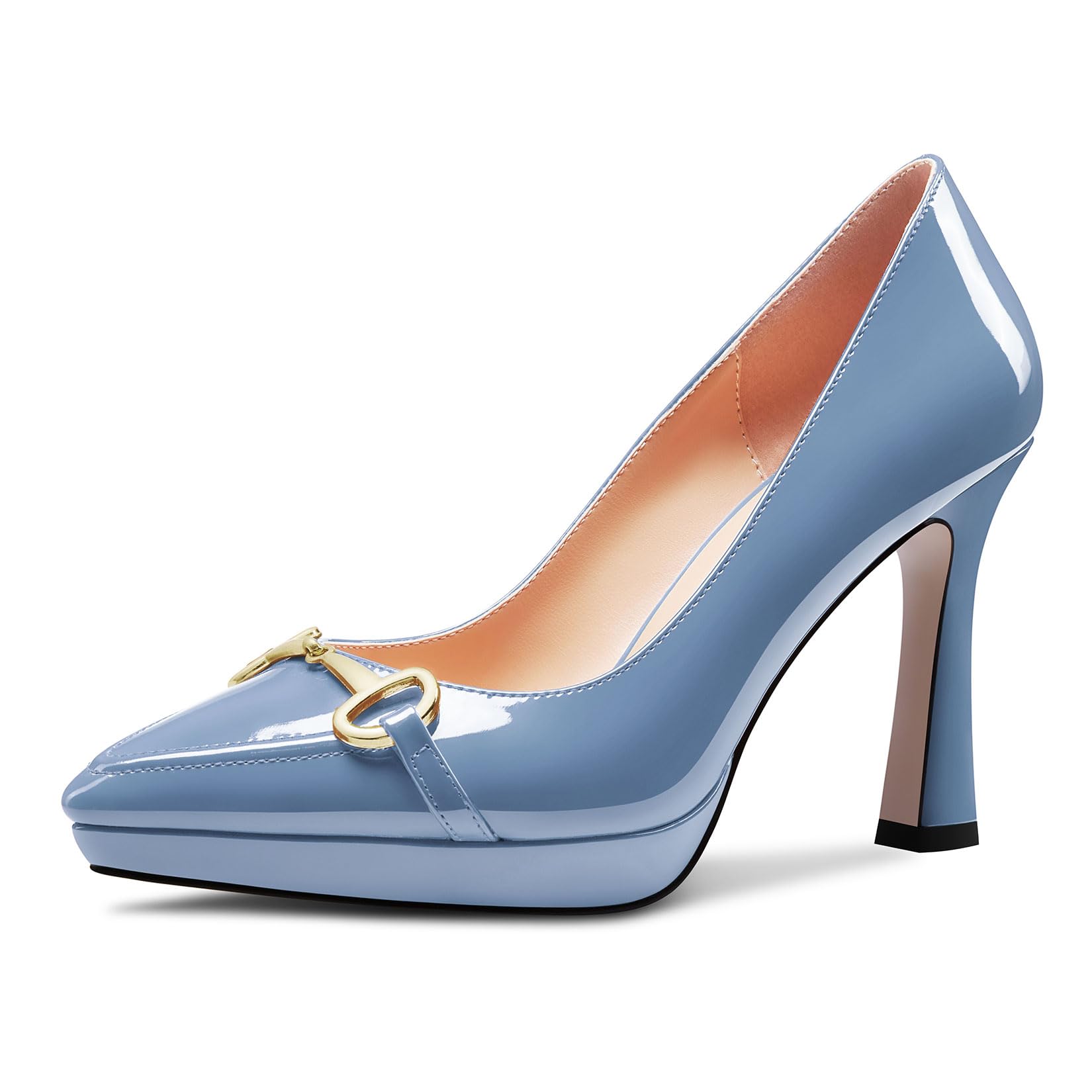Castamere Women's High Platform Heel Pointed Toe Slip-on Metallic Chain Pumps fo