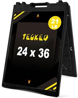 TECKED A-Frame Sign 24×36 Inch, Indoor & Outdoor Compatible (Black) | Sidewalk Display, Double-Sided，Street Marketing，Booth Promotion，Heavy Duty Outdoor