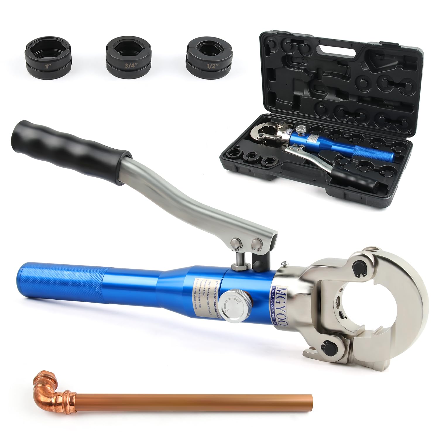 Pro Press Copper Crimper Tool Hydraulic Copper Pipe Crimping Tool with 1/2" 3/4"