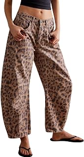 loveimgs Women's Womens Mid Rise Barrel Jeans Casual