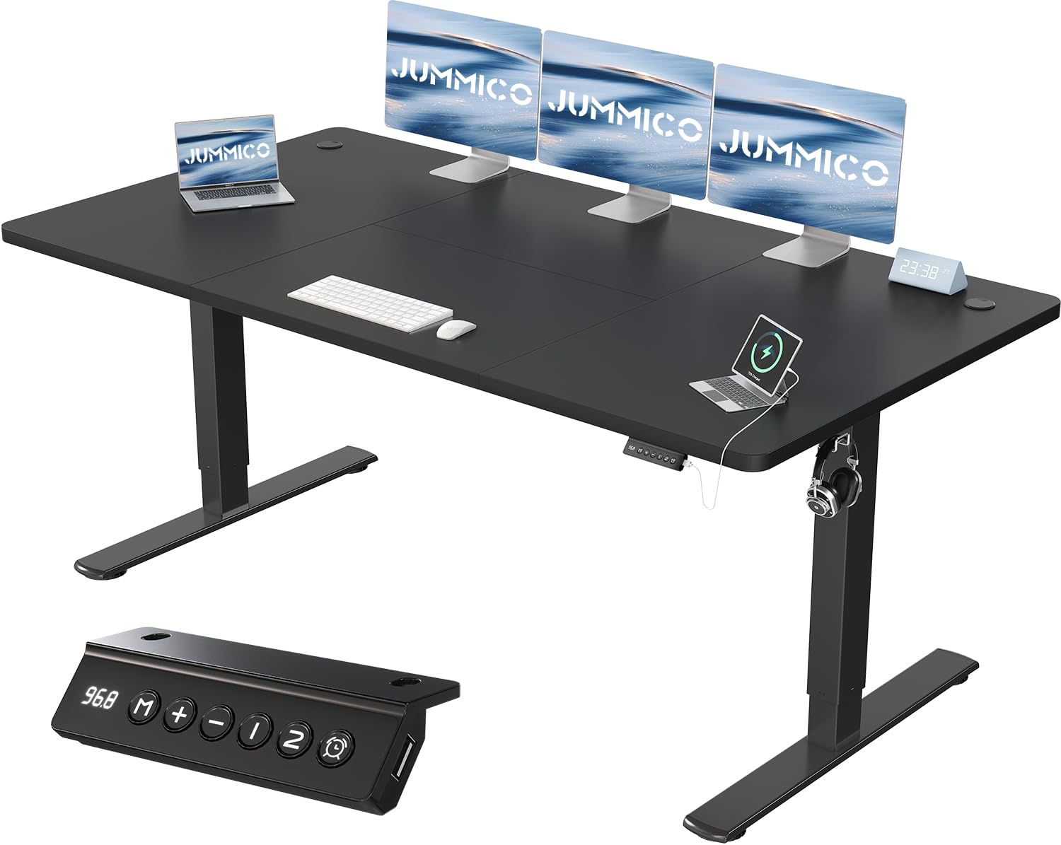 JUMMICO Electric Height Adjustable Desk, 180 x 80 cm, Panel 6 Keys with 4 Height