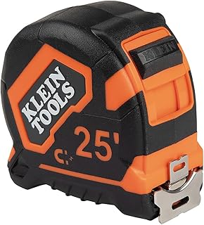Klein Tools 9225 Tape Measure, Heavy-Duty Measuring Tape with 25-Foot Double-Hook Double-Sided Nylon Reinforced Blade, with Metal Belt Clip