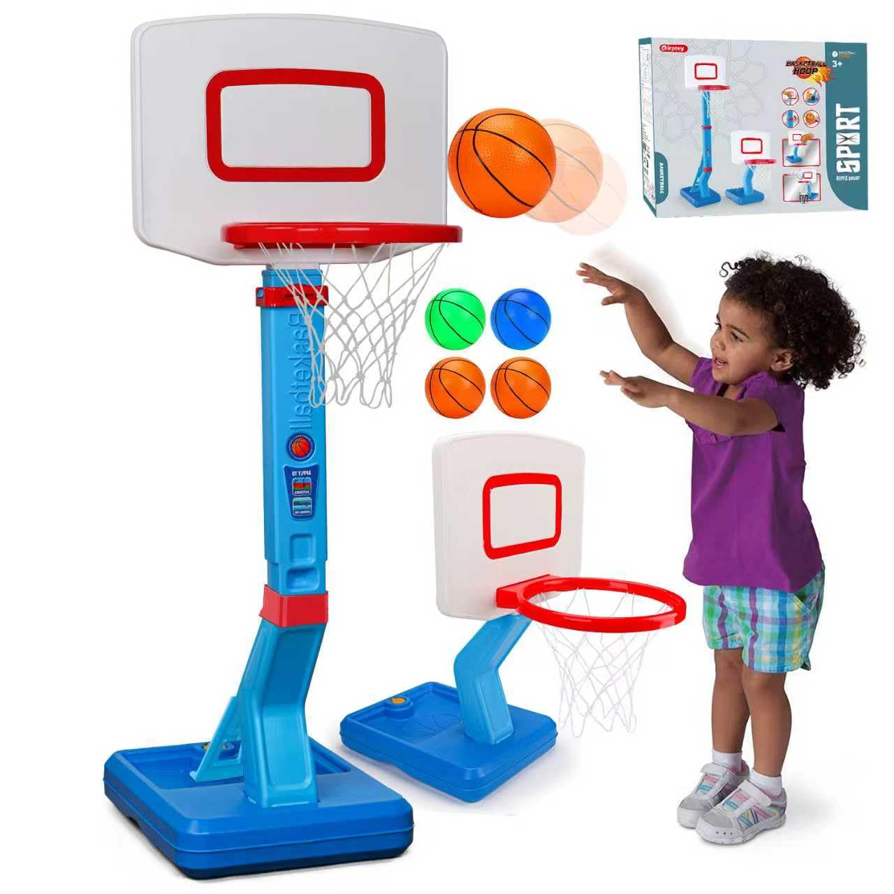 Basketball Hoop and Stand for Kids Adjustable Height 2'3"-4'7" with Basketballs,