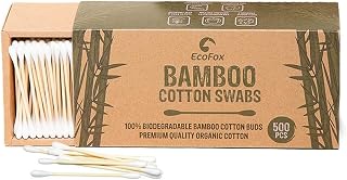 Bamboo Cotton Swabs 500 Count | Eco-Friendly &amp; Pure Cotton Buds | Double Tipped Sticks | 100% Plant-Based &amp; Natural | Perfect for Makeup &amp; Nail Applications, Arts &amp; Crafts, Removing Dust &amp; Dirt…