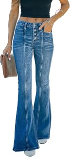 KUNMI Women Flared Jeans Bell Bottom High Waist Wide Leg Bootcut Stretch Jeans Denim Pants