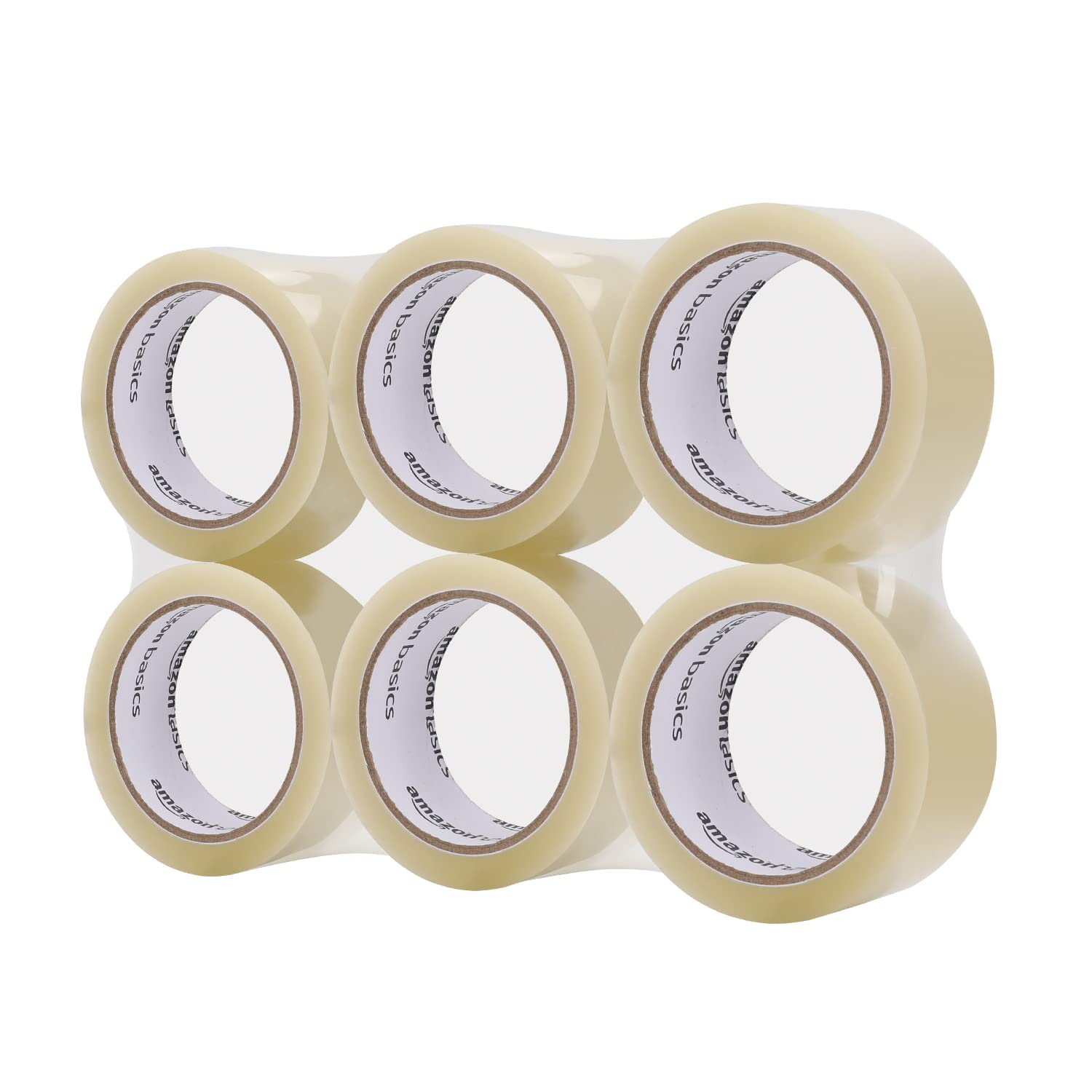 Amazon Basics Packaging Tape, 4.8cm x 55m, 0.046mm Thickness (6 Rolls), Clear