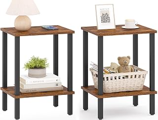 TUTOTAK End Table, Set of 2, Side Table, Nightstand, 2-Tier Storage Shelf, Sofa Table for Small Space, Living Room, Bed Room TB01BB035CA