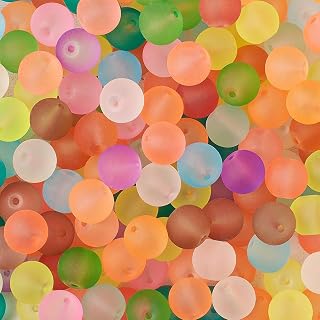 100pcs Frosted Glass Round Beads 10x9.5mm Opaque Crystal Spacer Beads for DIY Jewelry Making Bracelet Necklace Earring Making