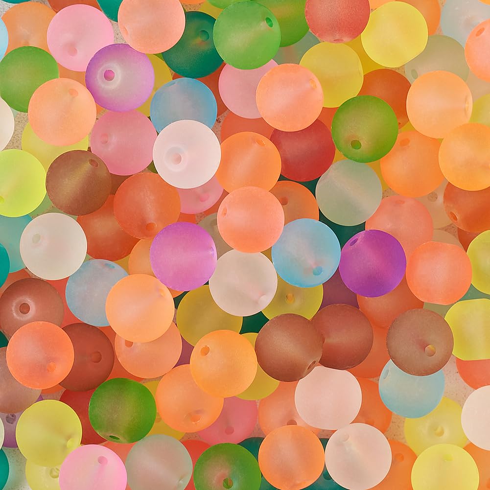 100pcs Frosted Glass Round Beads 10x9.5mm Opaque Crystal Spacer Beads for DIY Je