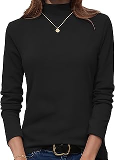 PLMOKEN Women's Turtleneck Shirt, Long-Sleeved Shirt, Thin Pullover with