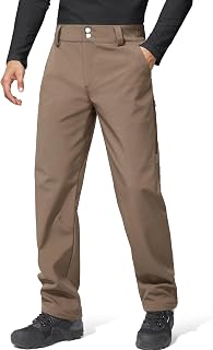 FREE SOLDIER Mens Winter Windproof Fleece Lined Hiking Trousers Expandable Waist Softshell Ski Trousers