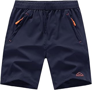 Rdruko メンズ クイックドライ ハイキングショーツ 軽量 ランニング ジム アウトドア アクティブ ショーツ ジッパーポケット付き