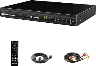 WISCENT Blu Ray DVD Player, Full HD 1080p Home Theater Disc System, Region A/1 Blu-Rays, HD Blu-Ray DVD Player for TV with Coaxial Audio/HDMI/AV Output, USB Input, Built-in PAL NTSC