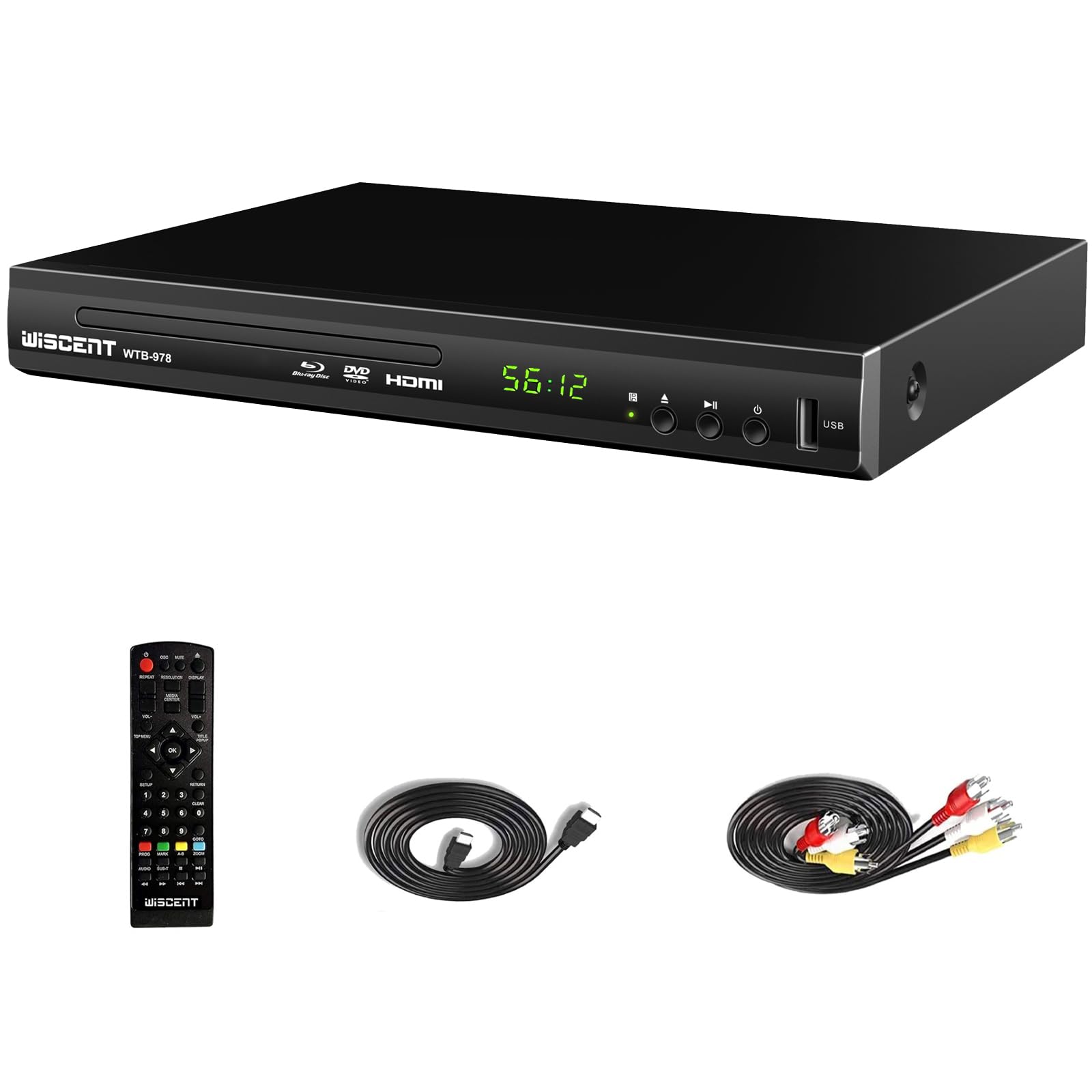 WISCENT Blu Ray DVD Player, Full HD 1080p Home Theater Disc System, Region A/1 B