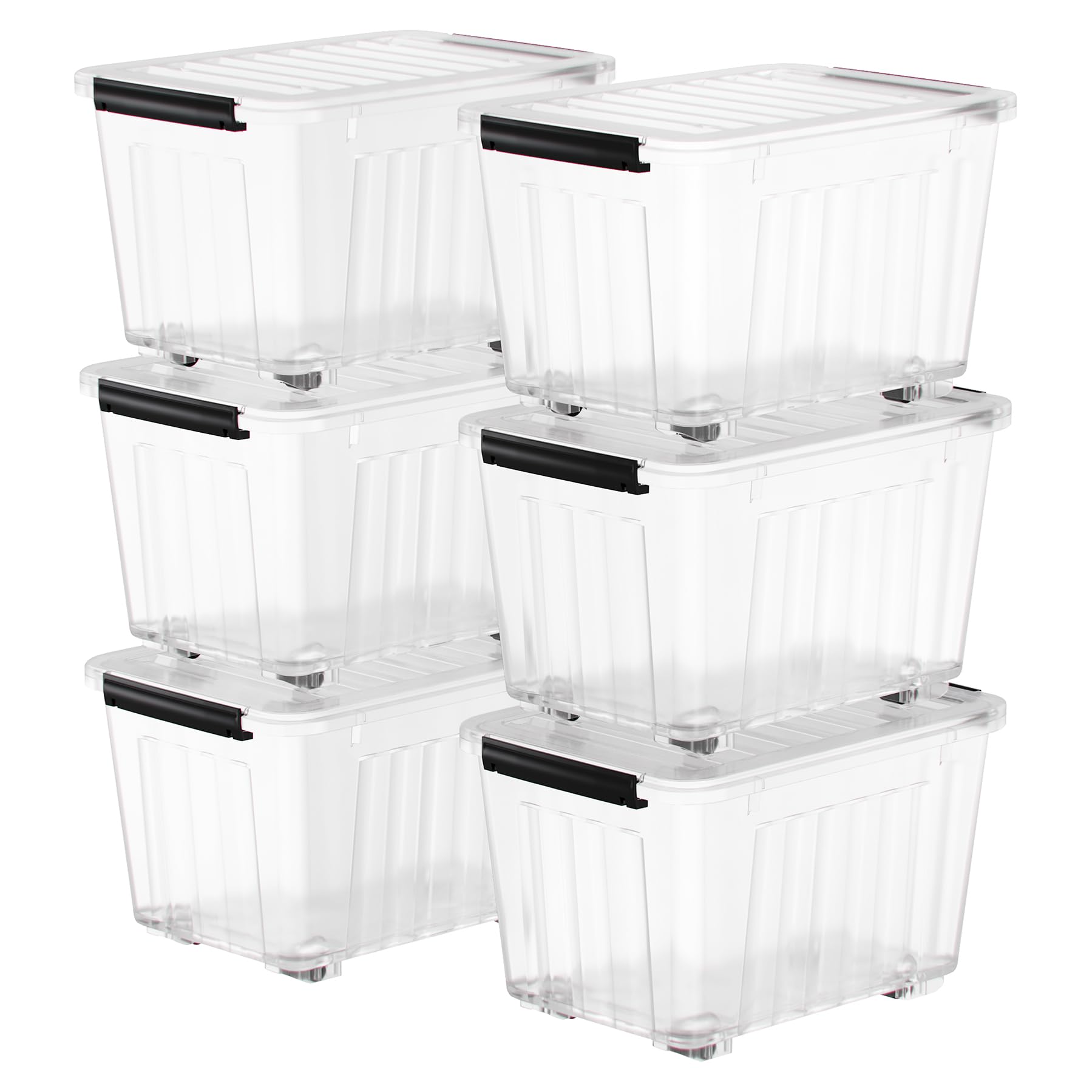 Nazhura 72 Quart Plastic Storage Bin, Stackable and Nestable Storage Boxes with 