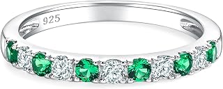 Ruby/Sapphire/Emerald Birthstone Stone Half Eternity Wedding Band for Women