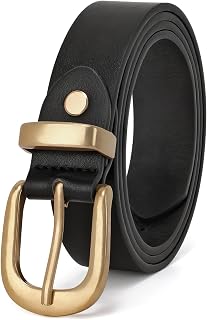 JASGOOD Women's Leather Belt for Jeans Pants, Fashion Ladies Belt for Dresses with Gold Buckle