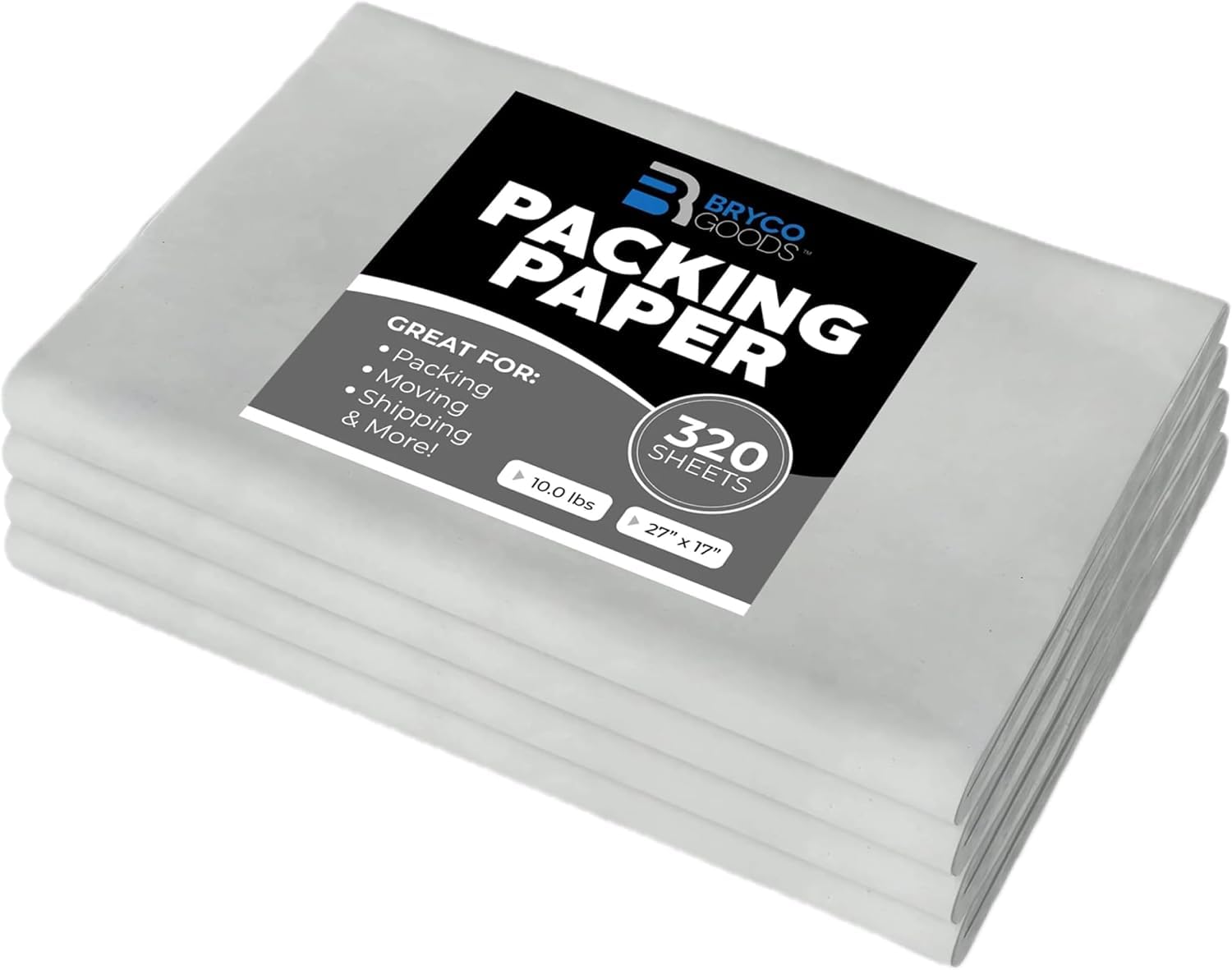Bryco Goods Newsprint Packing Paper Sheets for Moving - 10lb - 320 Sheets of New