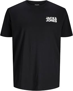 JACK&JONES Plus Men's JJECORP Logo Tee SS O-Neck Noos PS T-Shirt, White/Print:Large Print/Black, 4XL