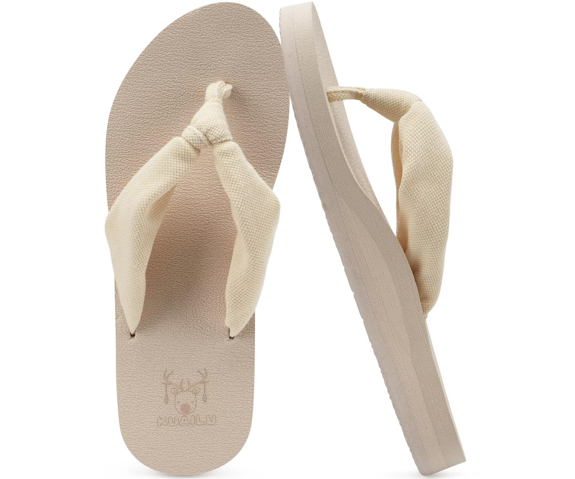 KuaiLu Women's Summer Arch Support Beach Flip Flops Anti-Skid Sea