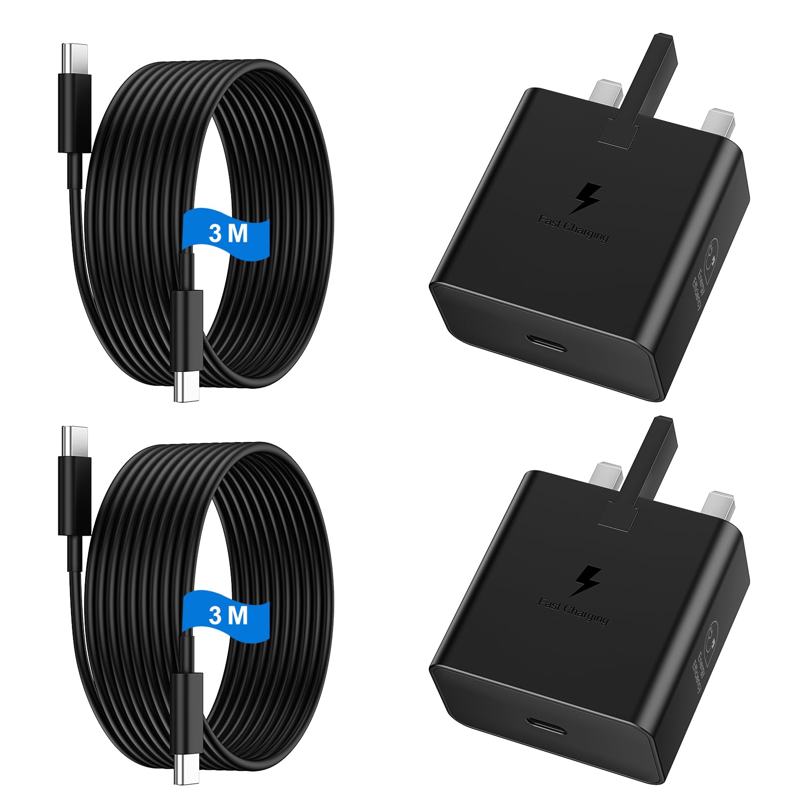 USB C Charger for Samsung Fast Charger USB C Plug & Cable 3M Long 25W Type C Sup