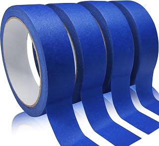 4 Rolls Premium Painters Tape, Blue Tape, Masking Tape, Paint Tape for Multi-Purpose, Painting, Painter's, DIY Crafts Arts (88yd =0.94IN*22yd*4) Decoration Labeling No Residue, Easy Removal