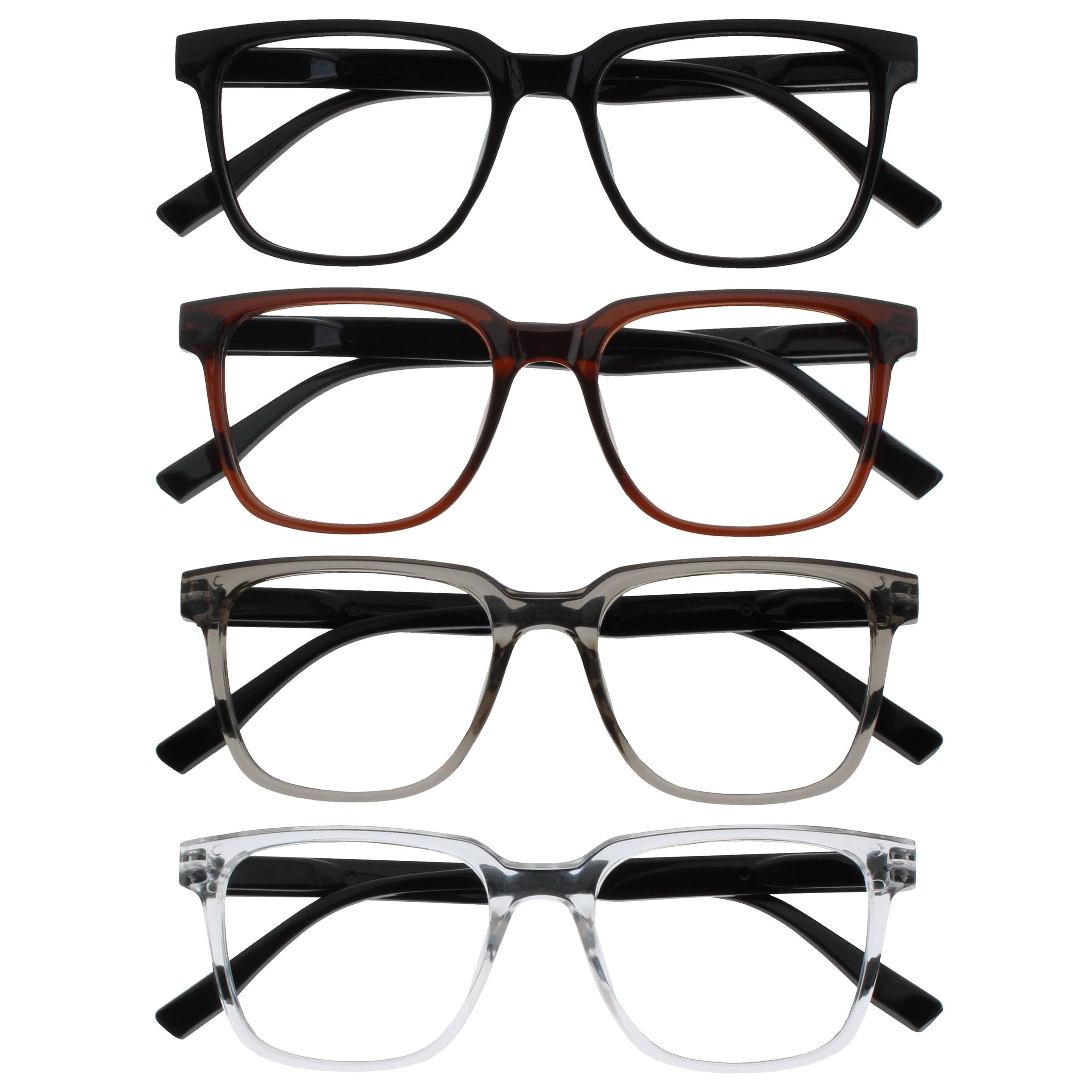 OPULIZE LEO Reading Glasses – Large Rectangular Frame – Men Women – Spring Hinge