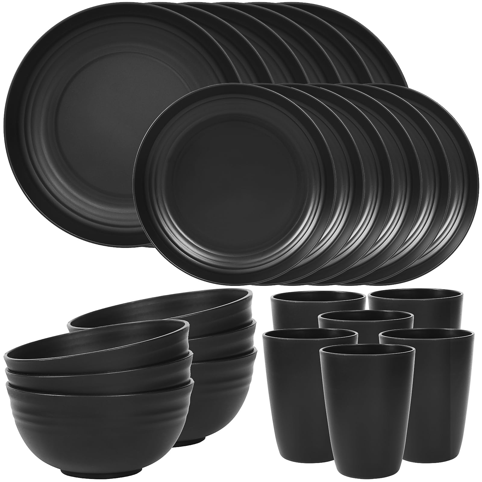 Quatish 24 Piece Plates and Bowl Set for 6, Dinnerware Dish Set for Kitchen | Un