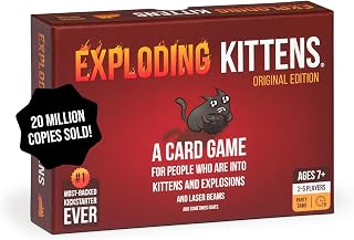 Exploding Kittens Original Edition, 2-5 Players, Ages 7+ Card Game | Draw cards, betray your friends, and try not to explode! Great for family game nights, parties, travel, quick 15-minute play.