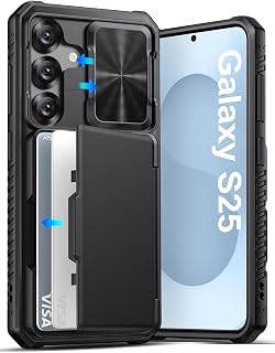 ATATOO for Samsung Galaxy S25 Case Wallet with Card Holder (4 Cards), Black