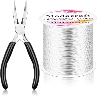 Modacraft 24 Gauge Wire for Jewelry Making with 4-in-1 Pilers, 213.3 FT/0.5 mm Craft Wire Tarnish Resistant Copper Beading Wire for Jewelry Making Supplies and Crafting (Silver)