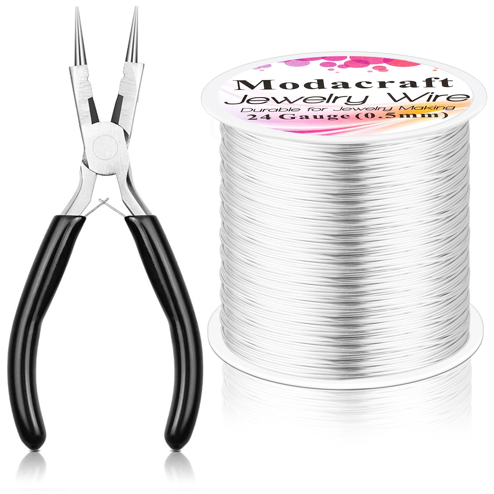 Modacraft 24 Gauge Wire for Jewelry Making with 4-in-1 Pilers, 213.3 FT/0.5 mm C
