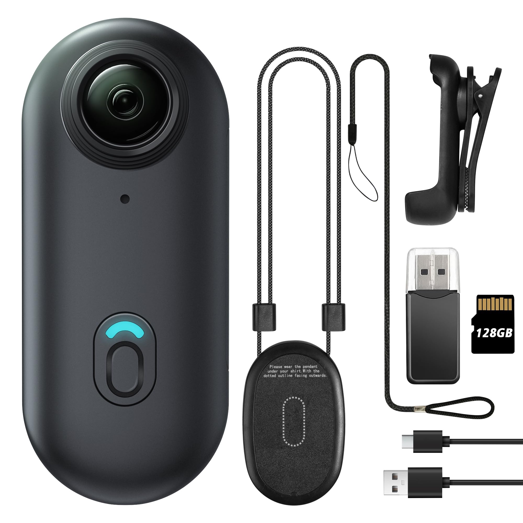 Meoilkolnm Mini Wearable Body Worn Action Camera, FHD 1080P, Thumb Size, Hands F