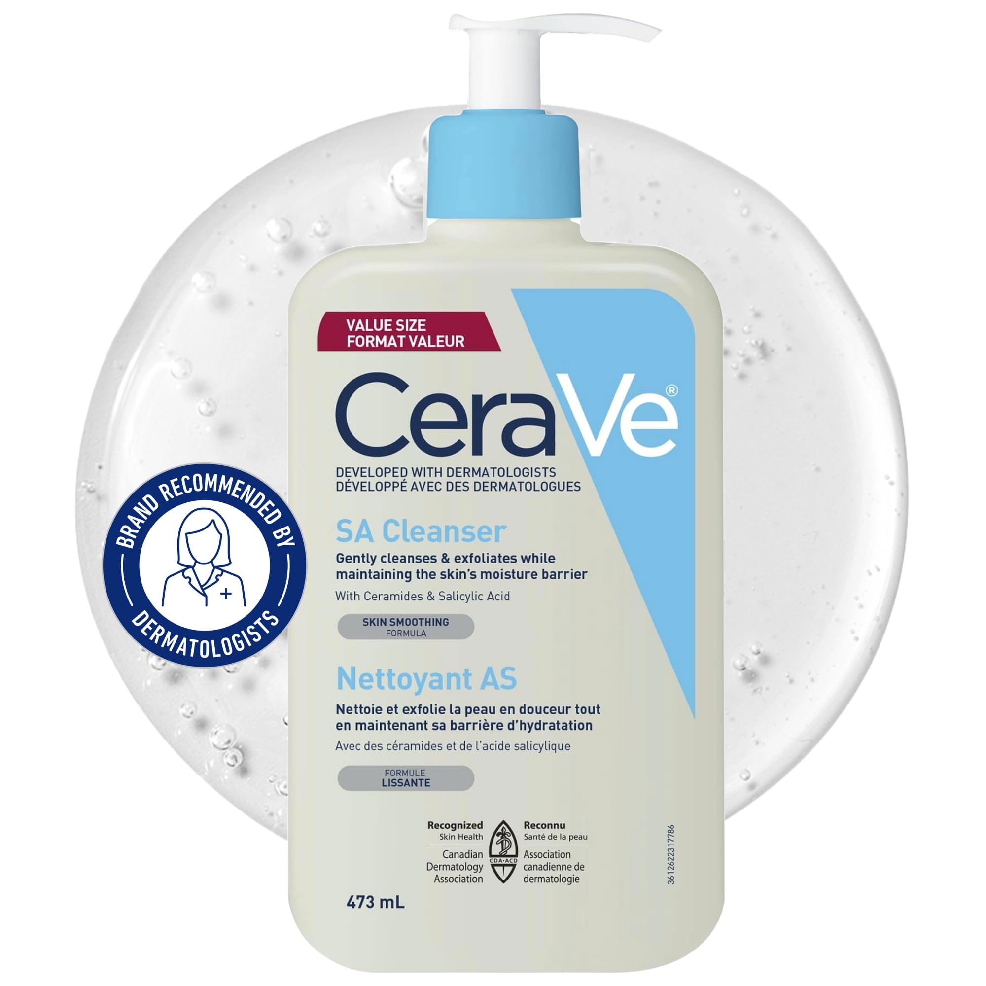 CeraVe Salicylic Acid Cleanser, Renewing Exfoliating Face Wash With Vitamin D fo