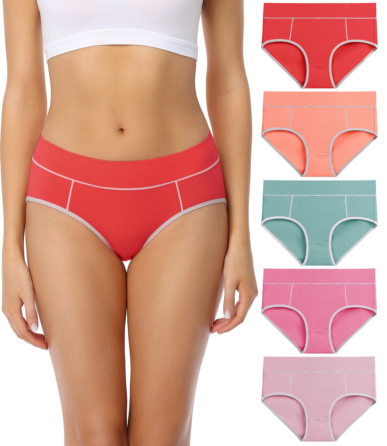 wirarpa Women's Cotton Midi Size Comfortable Briefs Cover Well Pack of 5