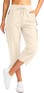 Soothfeel Women's Cargo Capris Pants with 6 Pockets Lightweight Quick Dry