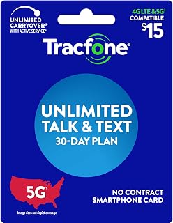 Tracfone $15 Unlimited Talk and Text / 30 Days