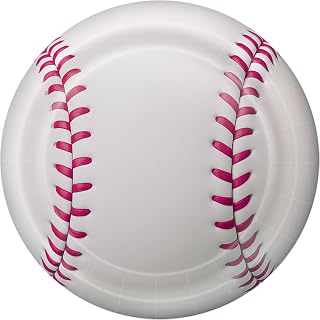 Beistle Baseball Paper Plates – 16 Pack, Sports-Themed Round Disposable Tableware with Realistic Baseball Design, Event Table Décor for Watch Parties, Team Celebrations & Athletic Displays, 9"