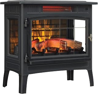 duraflame Freestanding Electric Fireplace Stove Heater with 3D Flame Effect for 1,000 Sq. Ft. Room, Black