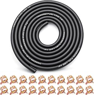 Tnisesm 1/4 Inch ID Fuel Line Hose 10 Feet + 20Pcs 2/5" ID Hose Clamps for Kawasaki Kohler Briggs & Stratton Small Gas Diesel Powersports Engines and Generators