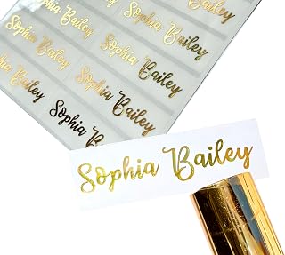48 Long Gold Ink, Rose Gold, Silver, Clear Transparent Personalized Waterproof Name Stickers,Custom Labels Wedding Birthday School Metallic Red, Metallic Green, Metallic Blue, Black Ink Hanprinting