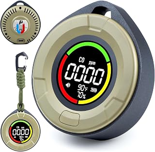 Pildegro 3-in-1 Portable Carbon Monoxide Detector with Temp & RH | Upgraded 10-Year Sensor, Alloy Mid Frame, 5-Day Standby & Rechargeable, Audible & Visual Alarms for Home & Travel Air Safety