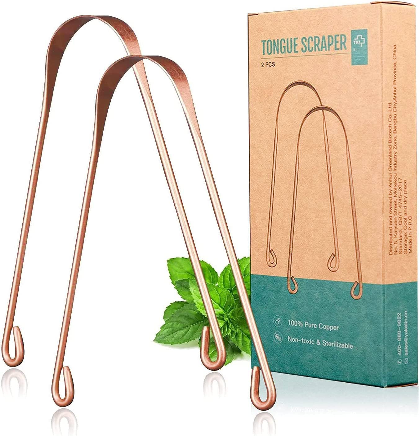 Copper Tongue Scraper Cleaner for Adult,Copper by Y-Kelin, Reduce Bad Breath & E