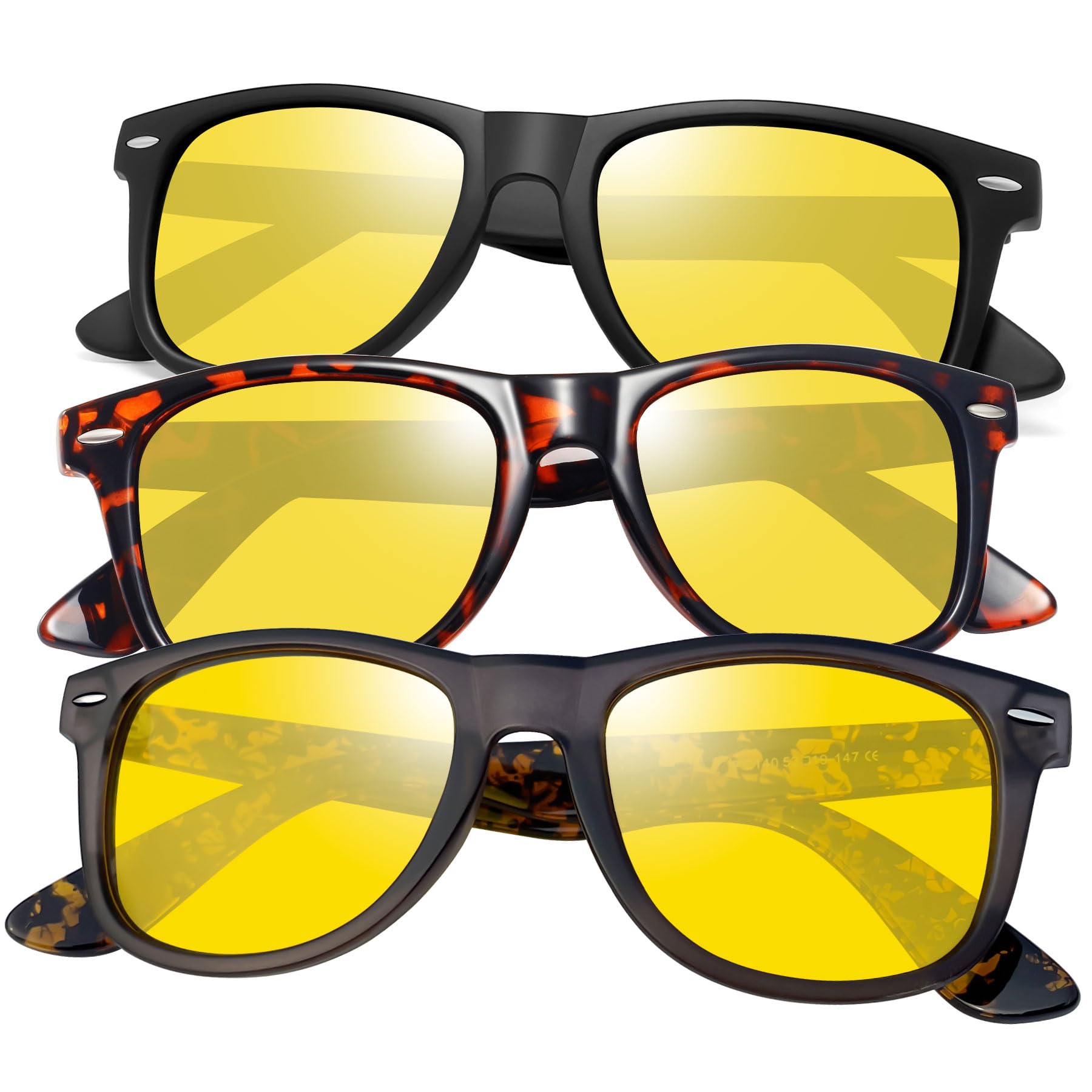 Joopin Paquete de 3 lentes de sol cuadrados polarizados con protección UV, lente