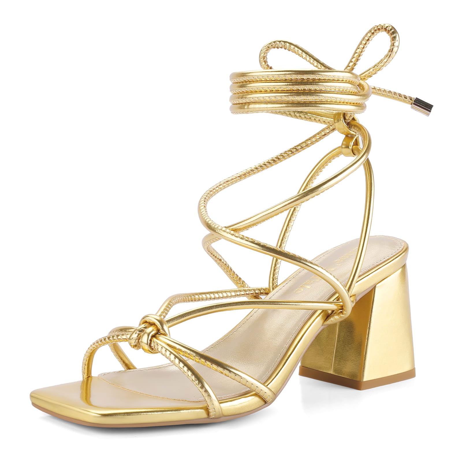 Shoe'N Tale Lace Up Heels Women Square Toe Sandals