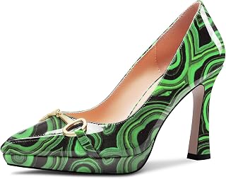 Castamere Women's High Platform Heel Heel Pointed Toe Slip-On Metal Chain Pumps Wedding Office Casual 10 CM Heels