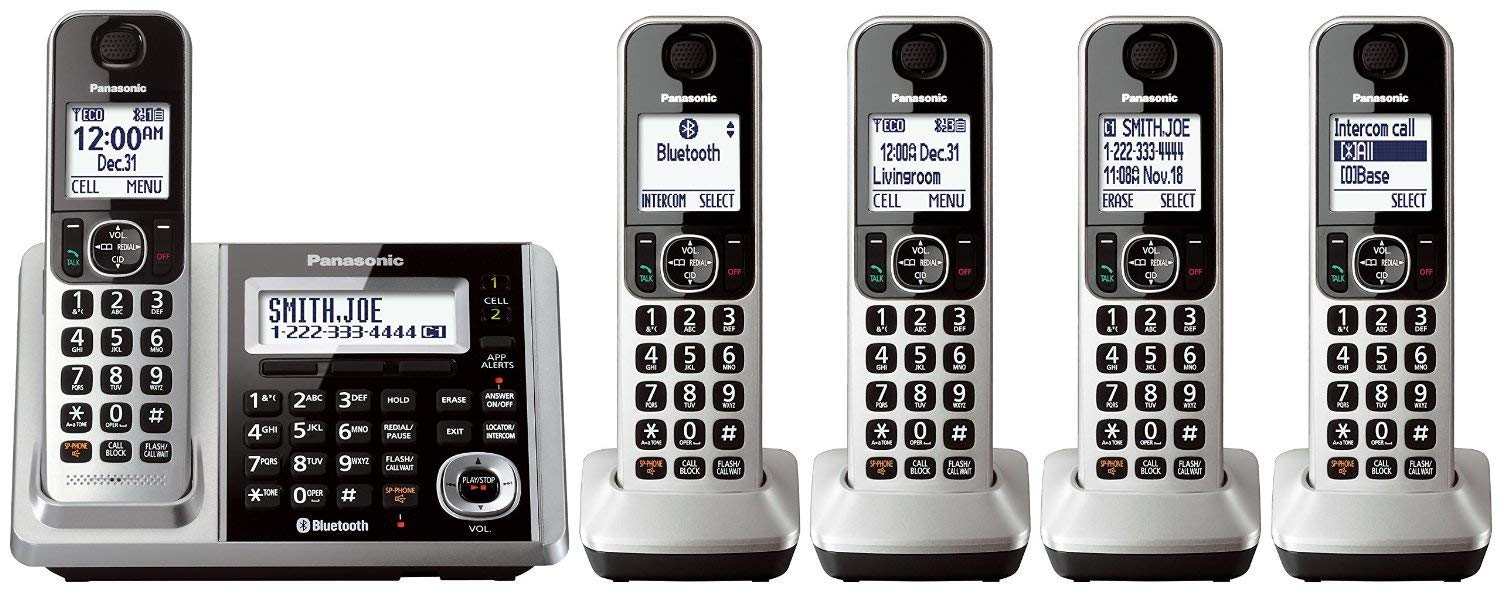 Panasonic KX-TGF375S DECT 5-Handset Landline Telephone (Renewed)